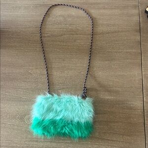 J. Crew Green Furry Kids Bag